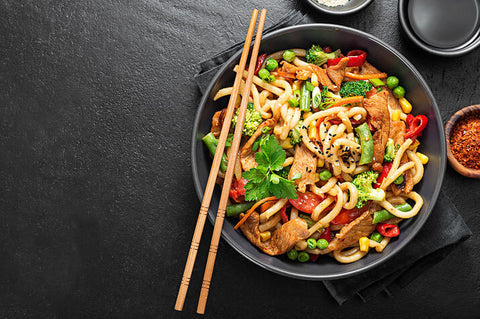 Spicy Pork Stir Fry with Udon Noodles